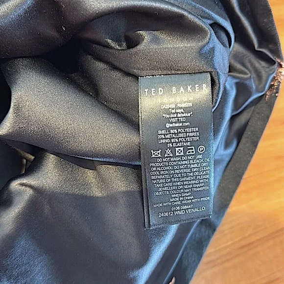 Ted Baker black/rose gold with Tag Tzalla Metallic Jacquard Cocktail Dress - Picture 10 of 16